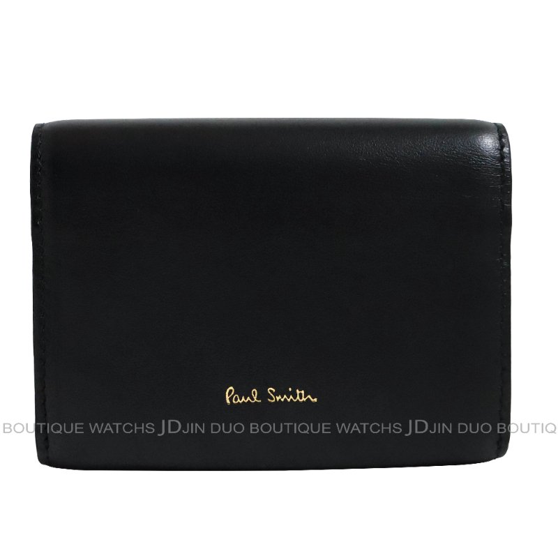 金鐸精品~2492 PAUL SMITH PS 保羅·史密斯黑色小牛皮二折卡夾 名片夾 全新品-2