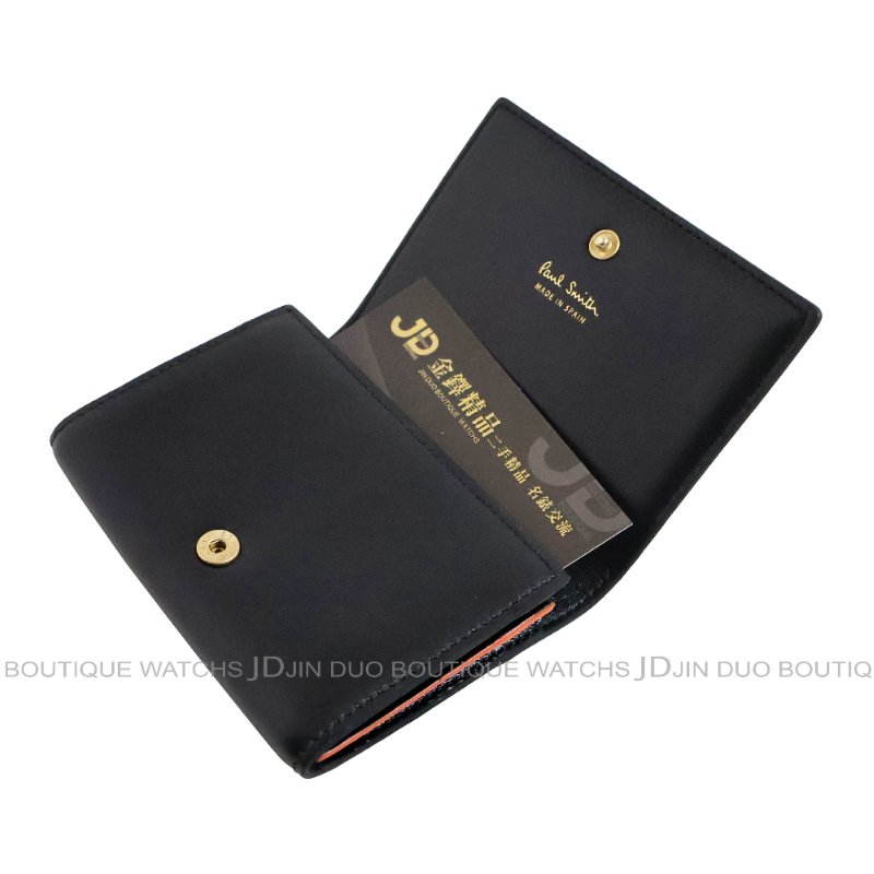 金鐸精品~2492 PAUL SMITH PS 保羅·史密斯黑色小牛皮二折卡夾 名片夾 全新品-5