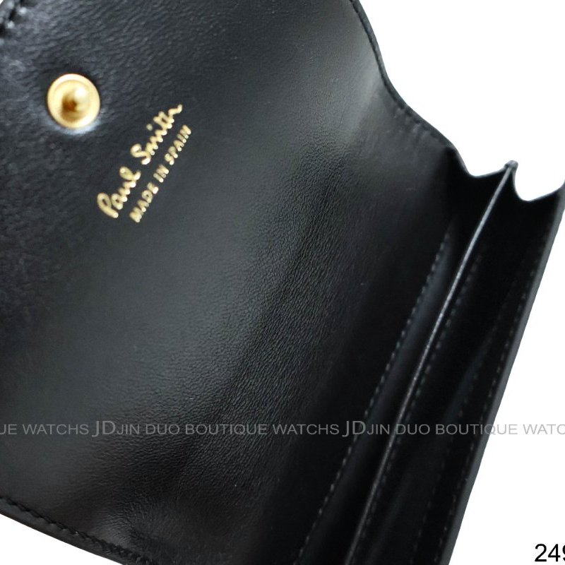 金鐸精品~2492 PAUL SMITH PS 保羅·史密斯黑色小牛皮二折卡夾 名片夾 全新品-6