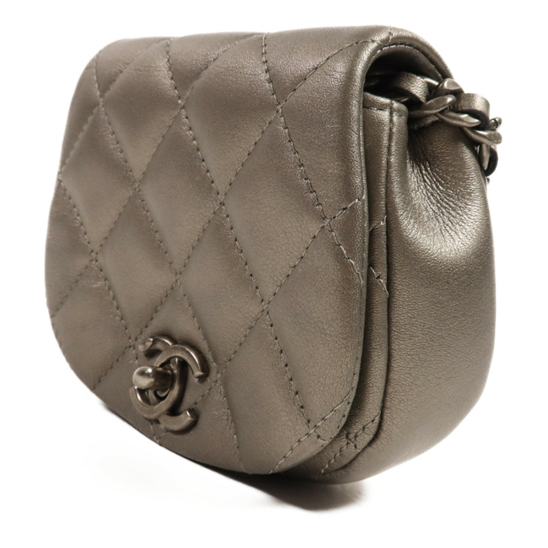 CHANEL 牛皮皮革Chain Shoulder銀扣鏈帶肩背袋-2