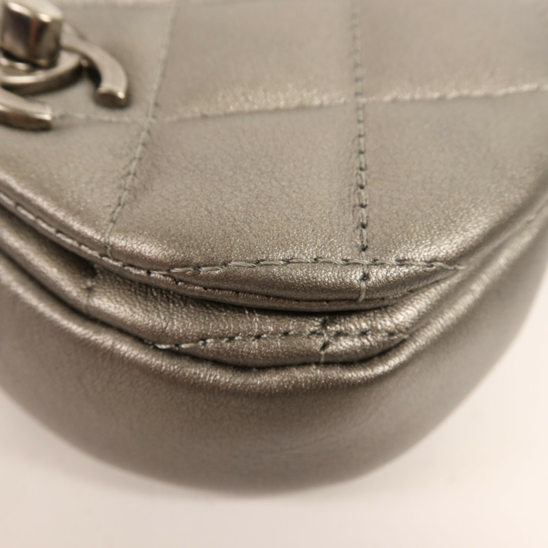 CHANEL 牛皮皮革Chain Shoulder銀扣鏈帶肩背袋-5
