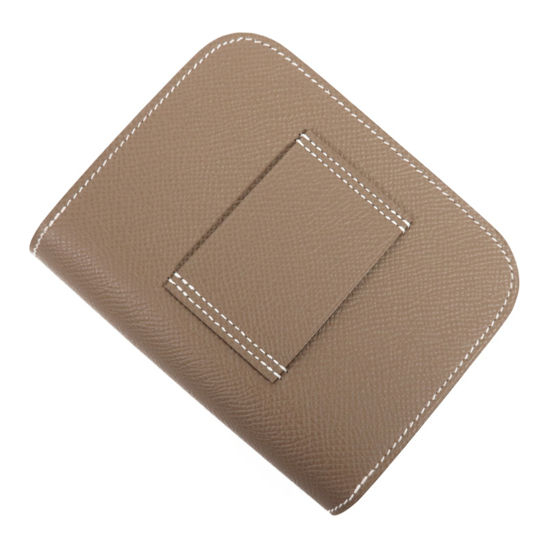 HERMES Evercolor皮革Constance Slim銀扣錢包Etoupe-3
