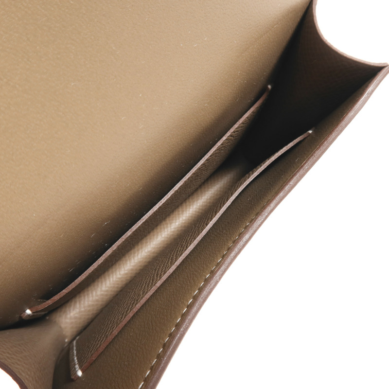 HERMES Evercolor皮革Constance Slim銀扣錢包Etoupe-4