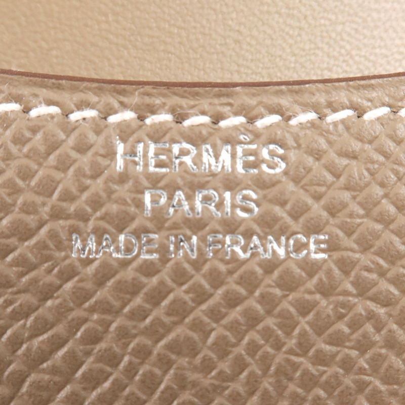 HERMES Evercolor皮革Constance Slim銀扣錢包Etoupe-5