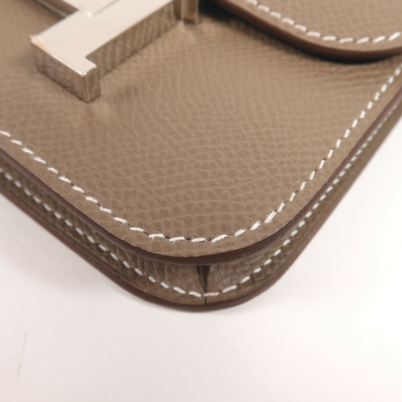 HERMES Evercolor皮革Constance Slim銀扣錢包Etoupe-8