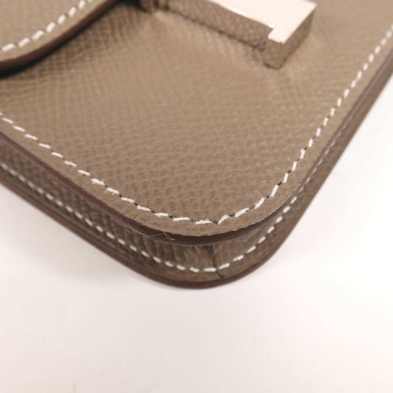 HERMES Evercolor皮革Constance Slim銀扣錢包Etoupe-9