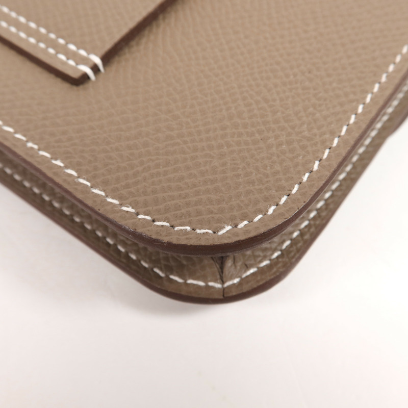 HERMES Evercolor皮革Constance Slim銀扣錢包Etoupe-10