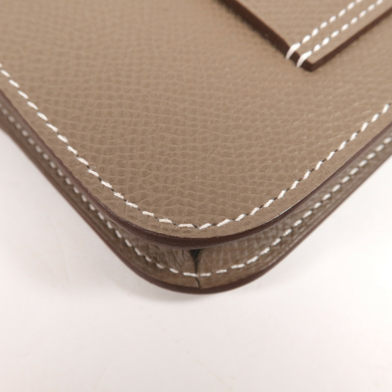 HERMES Evercolor皮革Constance Slim銀扣錢包Etoupe-11