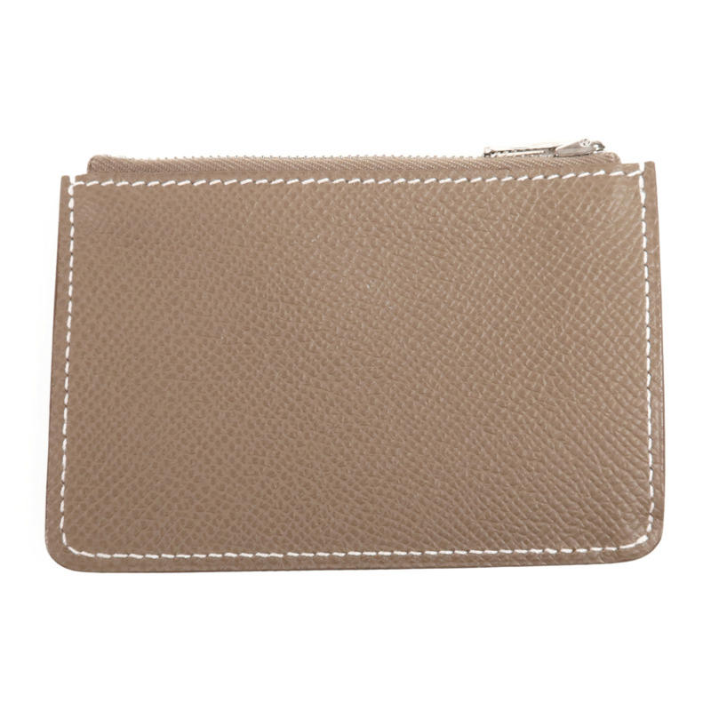 HERMES Evercolor皮革Constance Slim銀扣錢包Etoupe-12