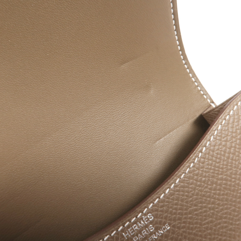 HERMES Evercolor皮革Constance Slim銀扣錢包Etoupe-13