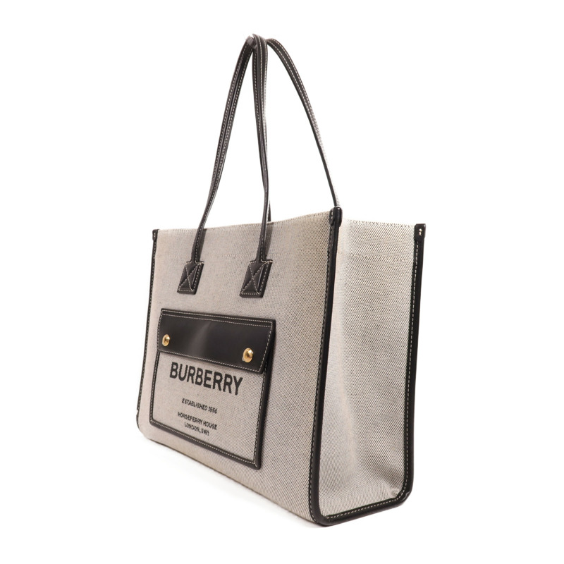 BURBERRY 帆布/皮革Freya Tote金扣肩背袋-2