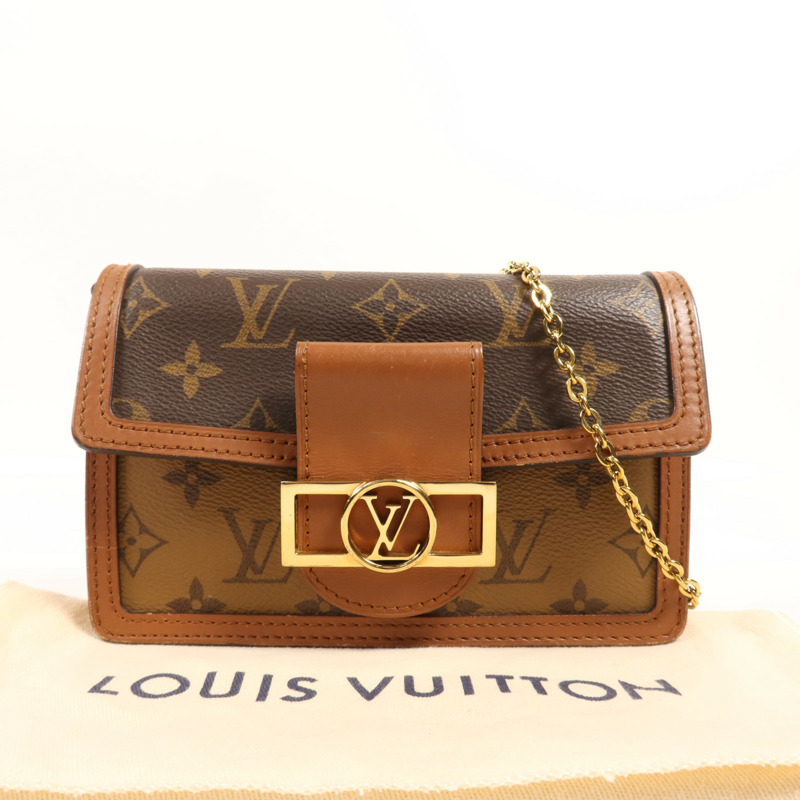 LOUIS VUITTON Monogram Reverse Dauphine金扣肩背袋-13