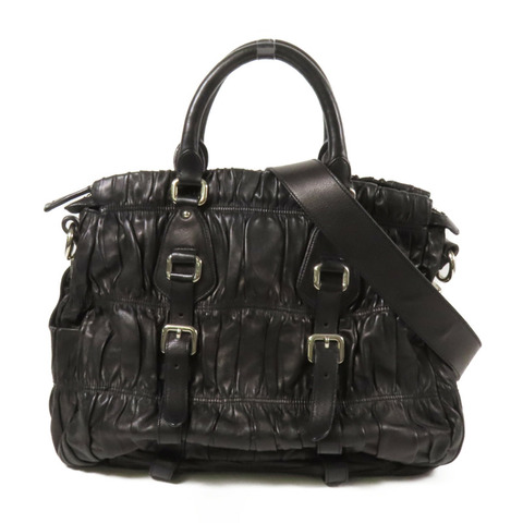 PRADA 羊皮皮革2 Way Shoulder銀扣扣手挽肩背兩用袋