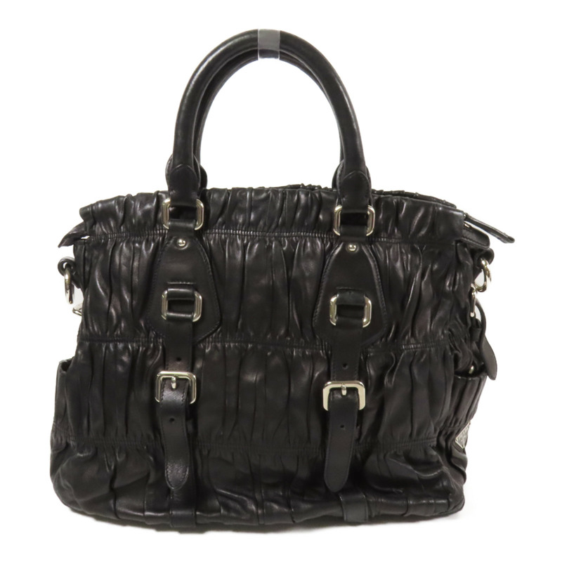 PRADA 羊皮皮革2 Way Shoulder銀扣扣手挽肩背兩用袋-1