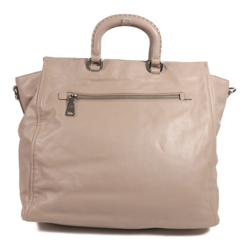 PRADA 牛皮皮革2 Way Shoulder銀扣手挽肩背兩用袋-1