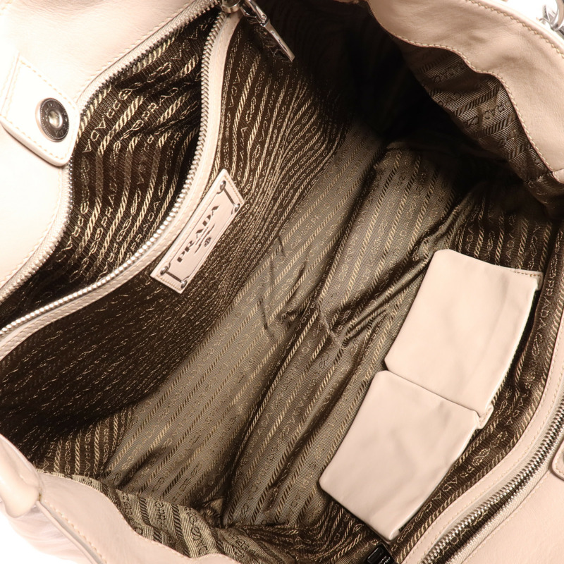 PRADA 牛皮皮革2 Way Shoulder銀扣手挽肩背兩用袋-4