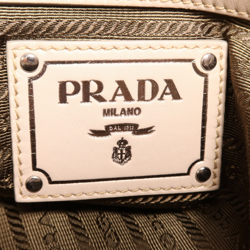 PRADA 牛皮皮革2 Way Shoulder銀扣手挽肩背兩用袋-5