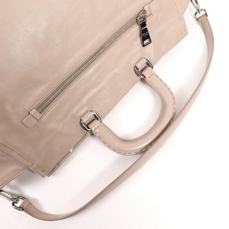 PRADA 牛皮皮革2 Way Shoulder銀扣手挽肩背兩用袋-7