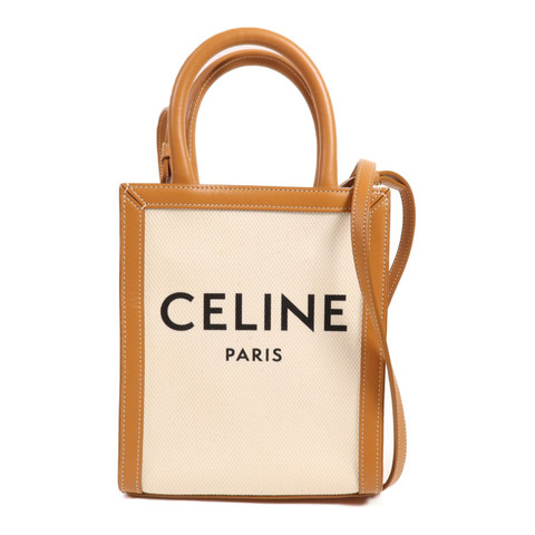 CELINE 帆布Mini Vertical Cabas金扣手挽肩背兩用袋