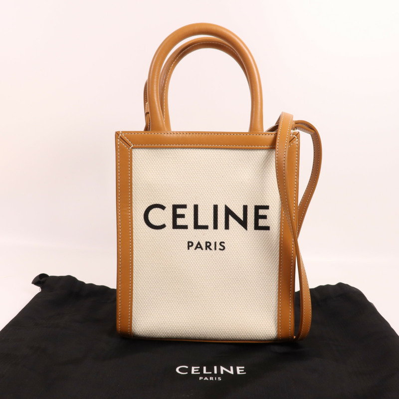 CELINE 帆布Mini Vertical Cabas金扣手挽肩背兩用袋-14