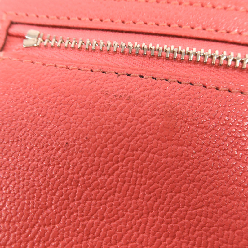 HERMES Chevre皮革Bearn Compact Wallet銀扣錢包Rose Azalee-14