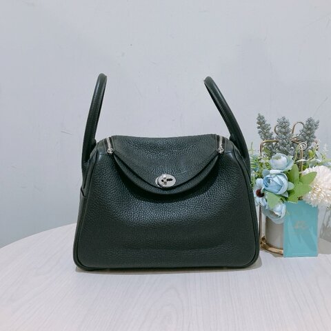 TK1884 Hermes 愛馬仕 琳迪包 黑銀 Lindy 26 TC Black x PHW Stamp D