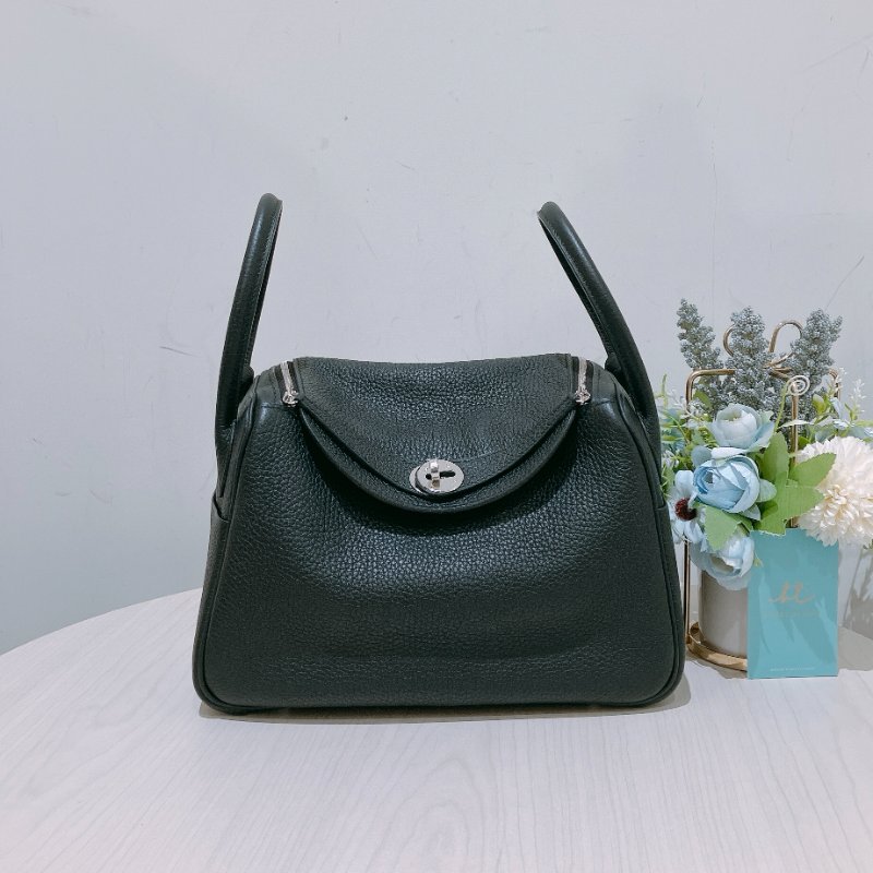 TK1884 Hermes 愛馬仕 琳迪包 黑銀 Lindy 26 TC Black x PHW Stamp D-0