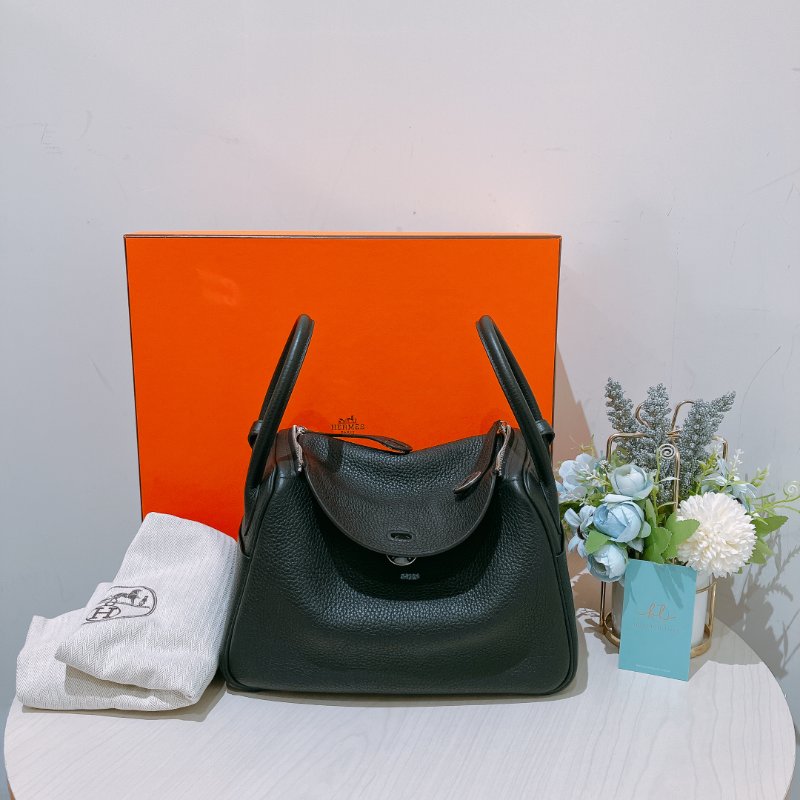 TK1884 Hermes 愛馬仕 琳迪包 黑銀 Lindy 26 TC Black x PHW Stamp D-17