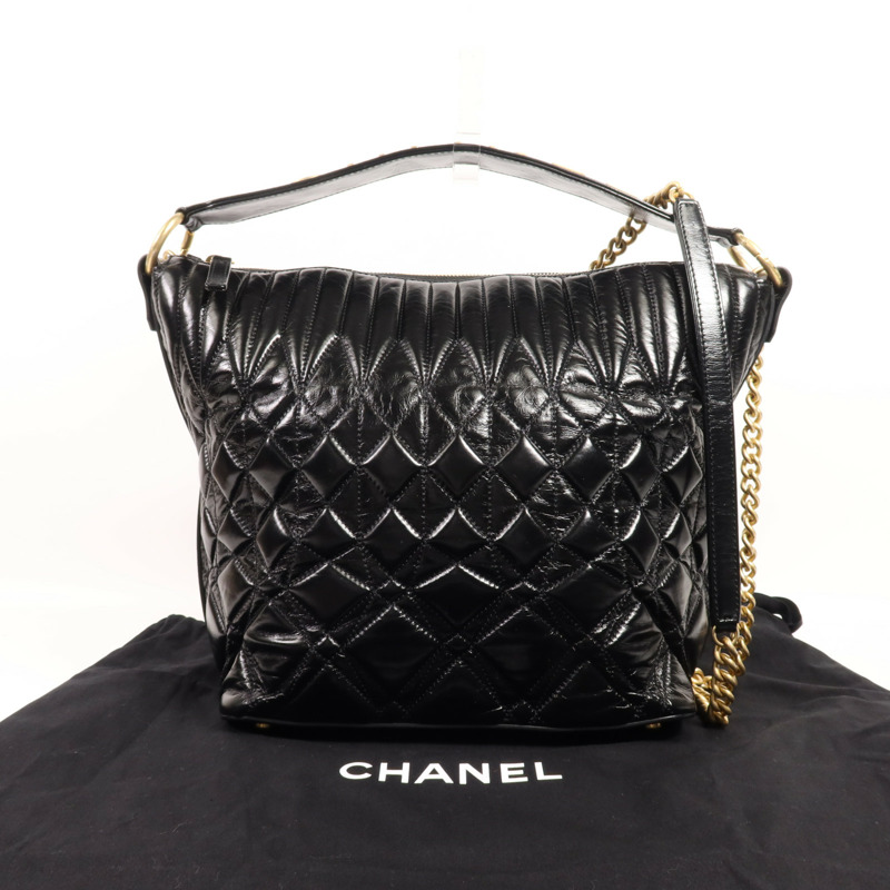 CHANEL 牛皮皮革Shoulder Bag金扣手挽肩背兩用袋-12