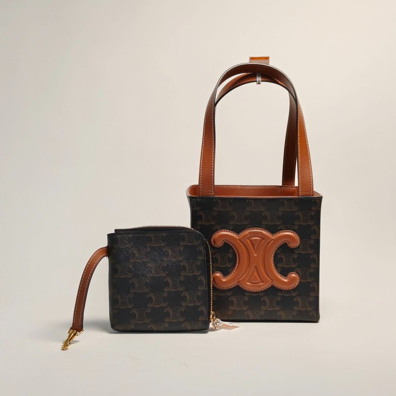 CELINE 老花PVC秀款凱旋門方盒子立方體手提包肩背包-0