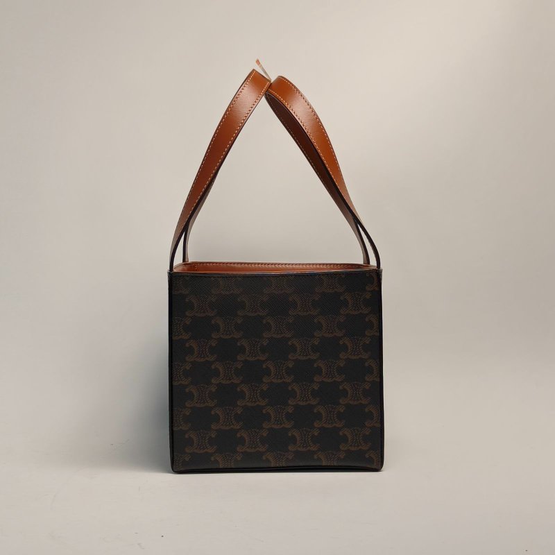 CELINE 老花PVC秀款凱旋門方盒子立方體手提包肩背包-3