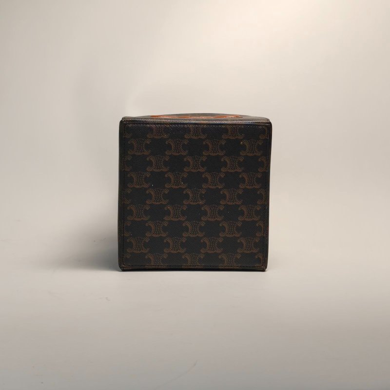 CELINE 老花PVC秀款凱旋門方盒子立方體手提包肩背包-4