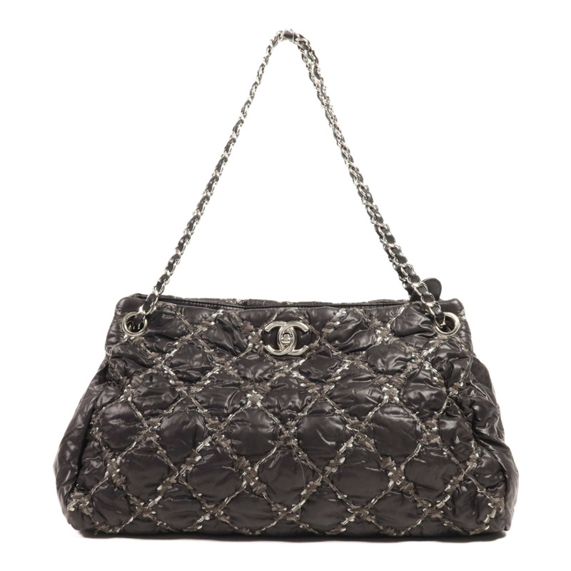 CHANEL 尼龍Shoulder Bag銀扣鏈帶肩背袋-0