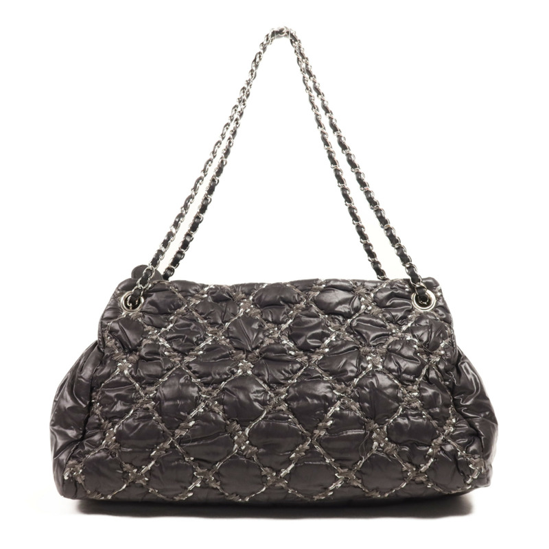 CHANEL 尼龍Shoulder Bag銀扣鏈帶肩背袋-1