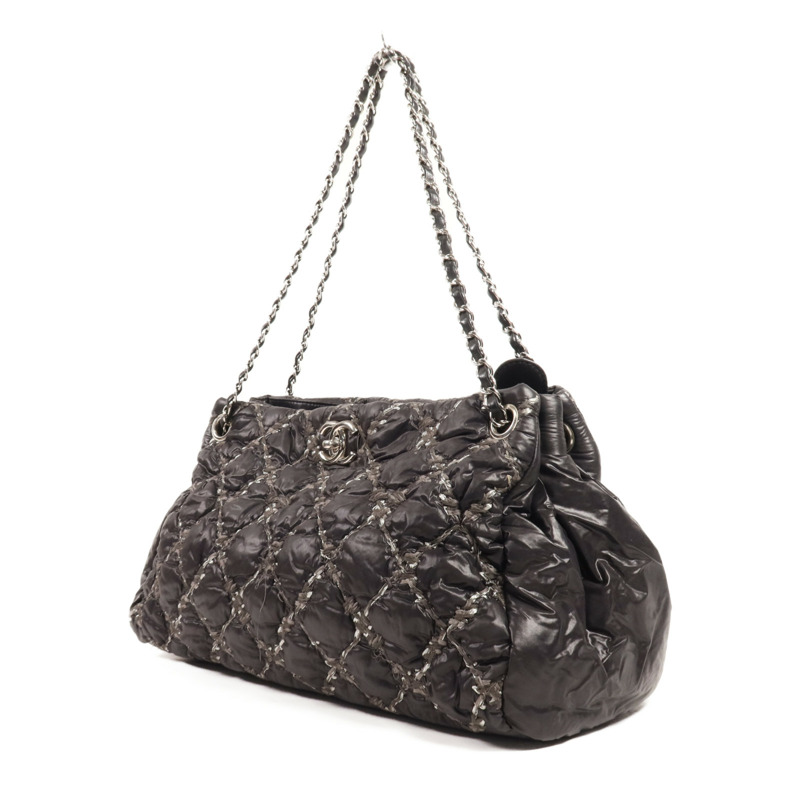 CHANEL 尼龍Shoulder Bag銀扣鏈帶肩背袋-2