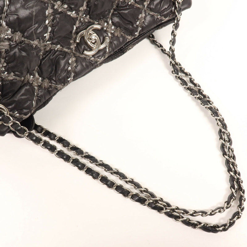 CHANEL 尼龍Shoulder Bag銀扣鏈帶肩背袋-4