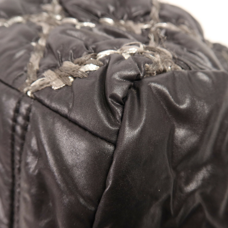 CHANEL 尼龍Shoulder Bag銀扣鏈帶肩背袋-5