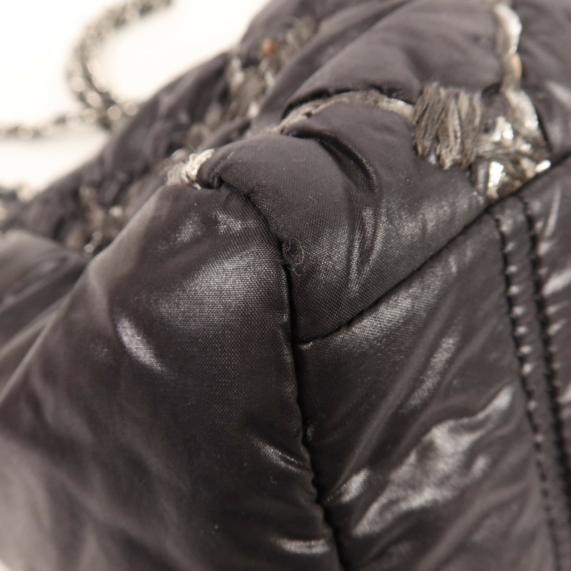 CHANEL 尼龍Shoulder Bag銀扣鏈帶肩背袋-8