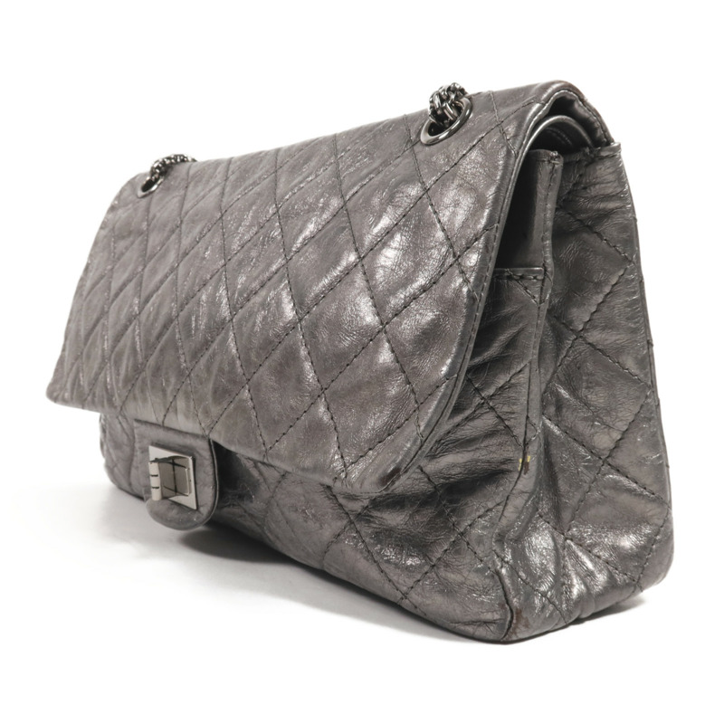 CHANEL 牛皮皮革Chanel 2.55銀扣鏈帶肩背袋-2