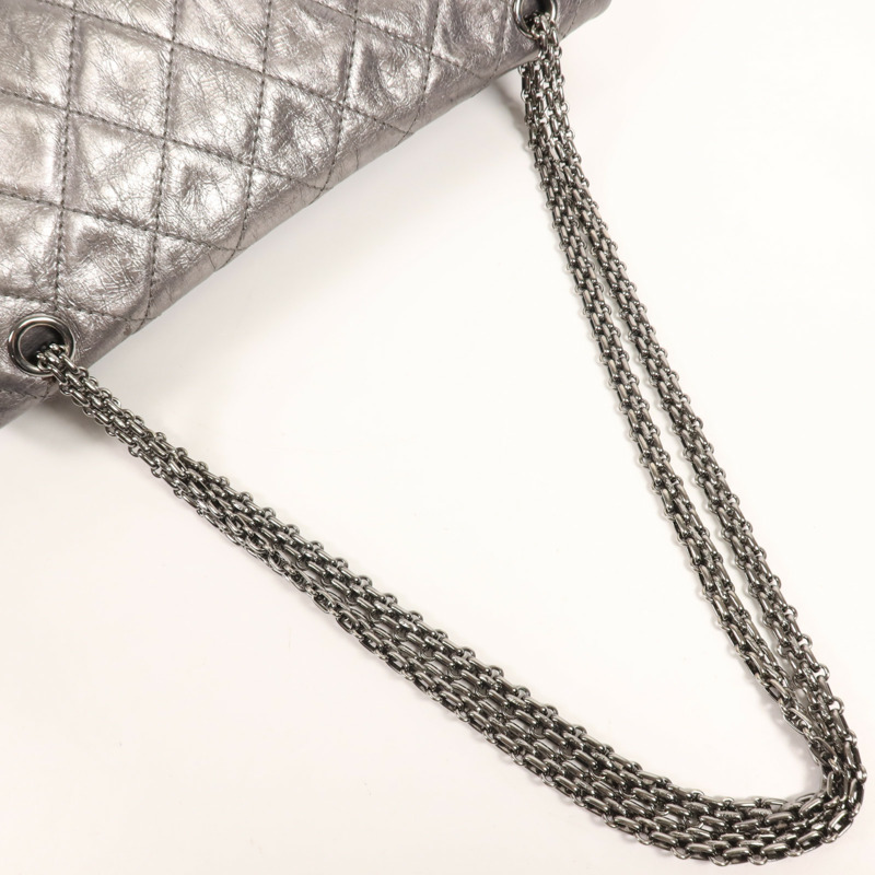 CHANEL 牛皮皮革Chanel 2.55銀扣鏈帶肩背袋-4