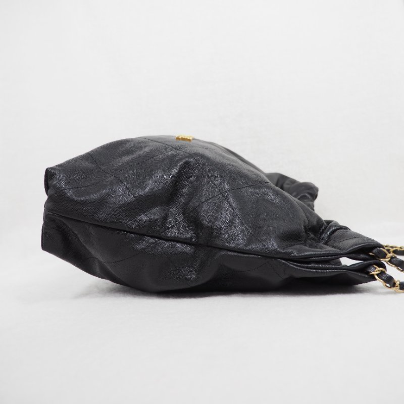 CHANEL 22 黑荔枝皮金扣中號-3