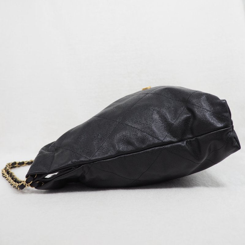 CHANEL 22 黑荔枝皮金扣中號-4