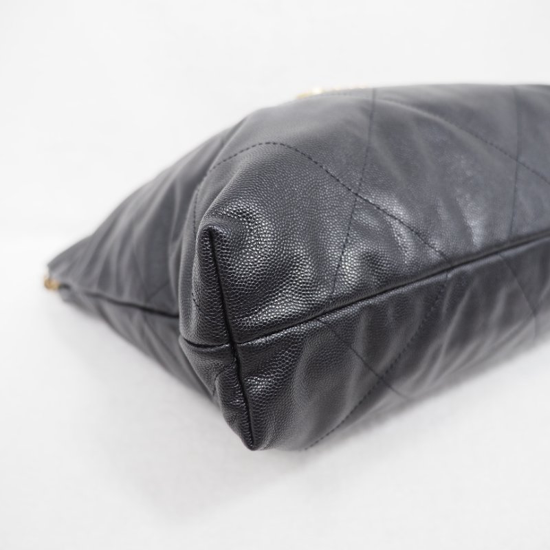 CHANEL 22 黑荔枝皮金扣中號-7