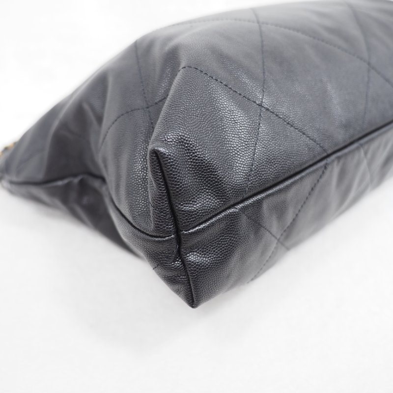 CHANEL 22 黑荔枝皮金扣中號-9