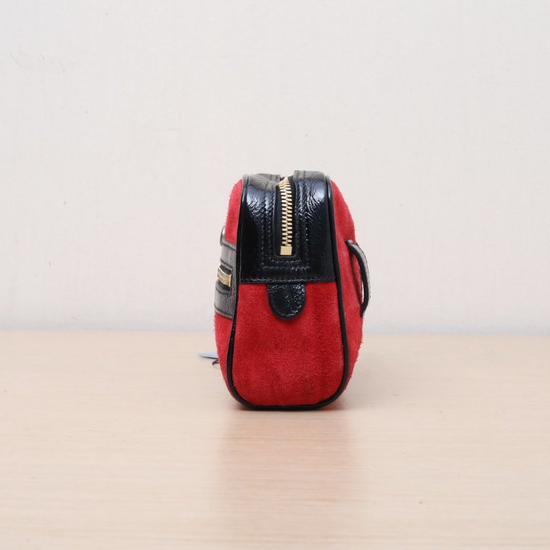 GUCCI 紅色麂皮金扣Ophidia腰包前拉鏈肩背包-2