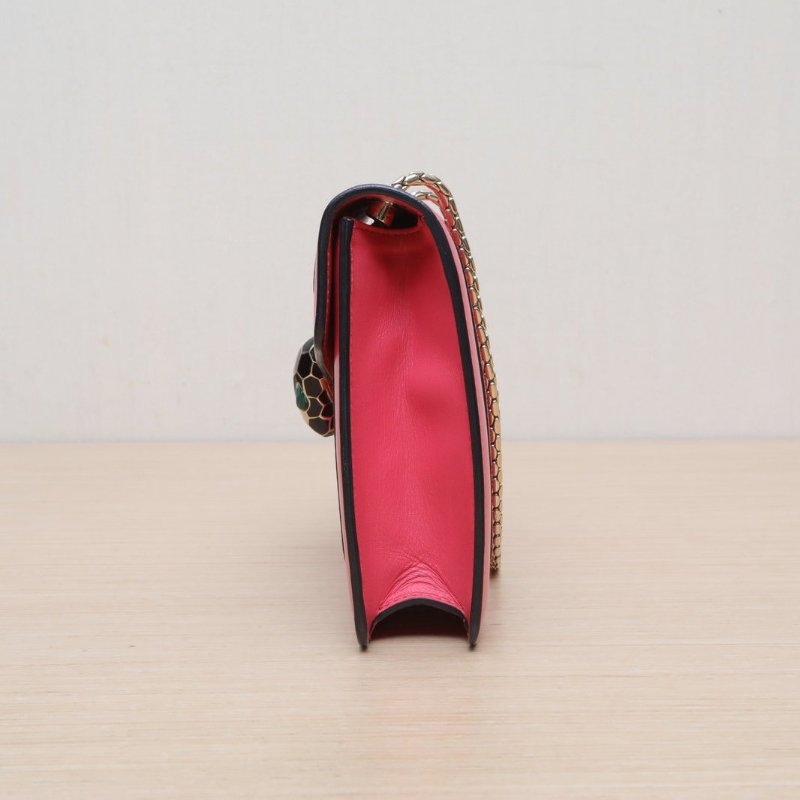 BVLGARI SerpentiForever鏈條蛇頭包方版20粉色牛皮肩背包-2