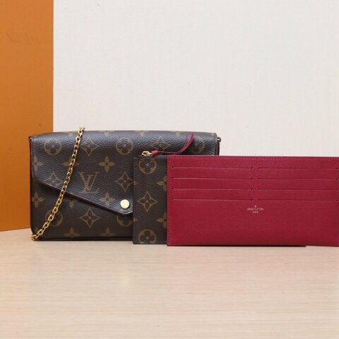 LOUIS VUITTON POCHETTEFELICIE三合一鏈條包老花PVC2019肩背包