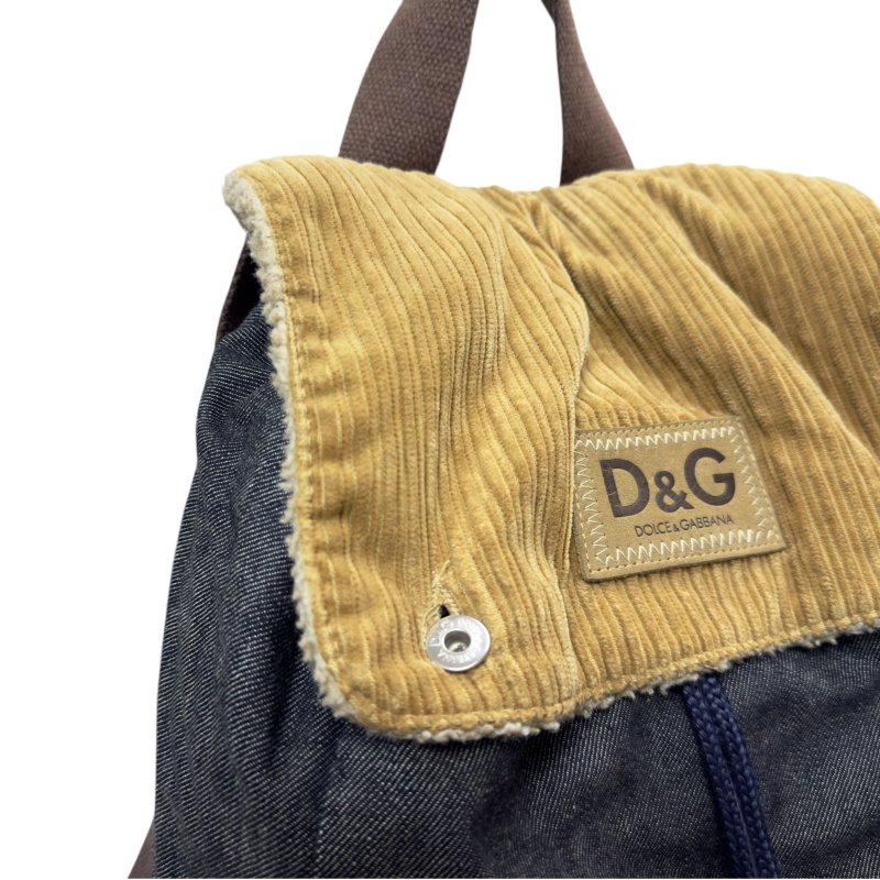 D&G Dolce & Gabbana 牛仔 毛毛 背包-3