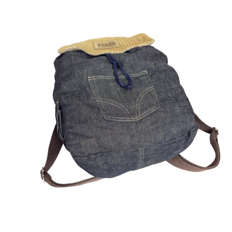 D&G Dolce & Gabbana 牛仔 毛毛 背包-10