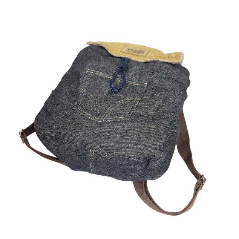 D&G Dolce & Gabbana 牛仔 毛毛 背包-11